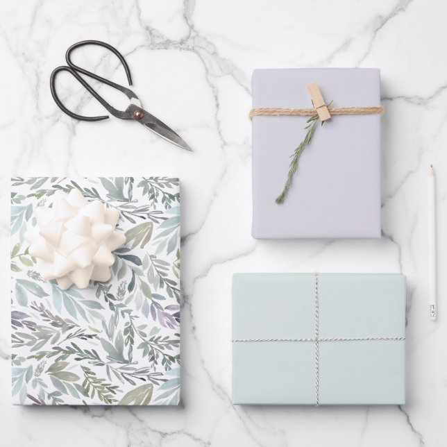 Feuille De Papier Cadeau Elégante aquarelle botanique (Recto)