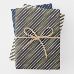 Feuille De Papier Cadeau Elégante Bleue Marine Or Masculine élégant