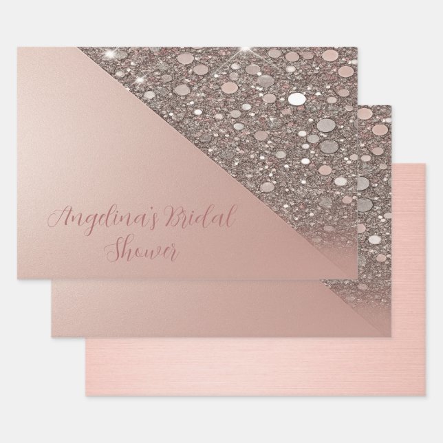 Feuille De Papier Cadeau Élégante Fête des mariées Rose Gold (Lot)