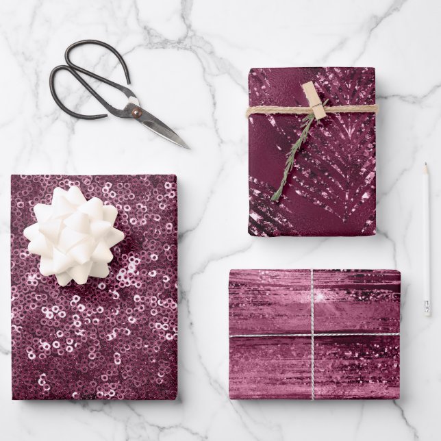 Feuille De Papier Cadeau Élégante Parties scintillant de luxe Glam Purple S (Recto)
