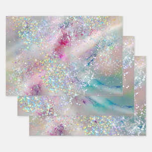 Feuille De Papier Cadeau Élégante Parties scintillant holographique Pastel