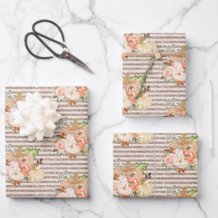 Feuille De Papier Cadeau Élégante Parties scintillant or Rose Citrouille d'