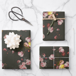 Feuille De Papier Cadeau Elégante Roses Florales Roses Roses Roses Rose
