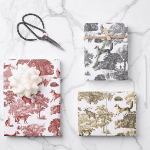 Feuille De Papier Cadeau Elégante toile de campagne de lapin Red Fox Vintag