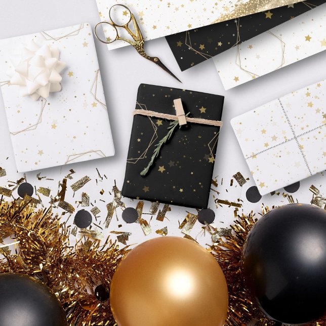 Feuille De Papier Cadeau Eléments Or Moderne Luxueux Eléments Géométriques  (Indulge in luxury with our Modern Gold Elements Wrapping Paper! Perfect for elegant gifts & favors.)