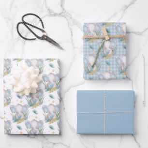 Feuille De Papier Cadeau Eléphant bleu bébé