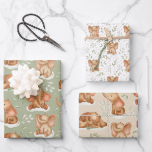 Feuille De Papier Cadeau Éléphant de bébé mignon 