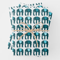 Elephant Motif mignon brillant bleu simple Aqua ca