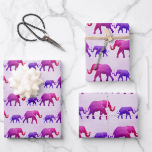 Feuille De Papier Cadeau Eléphants Ombre