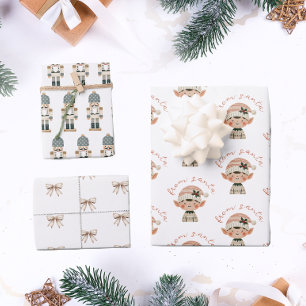 Feuille De Papier Cadeau Elfe de Noël neutre de Père Noël