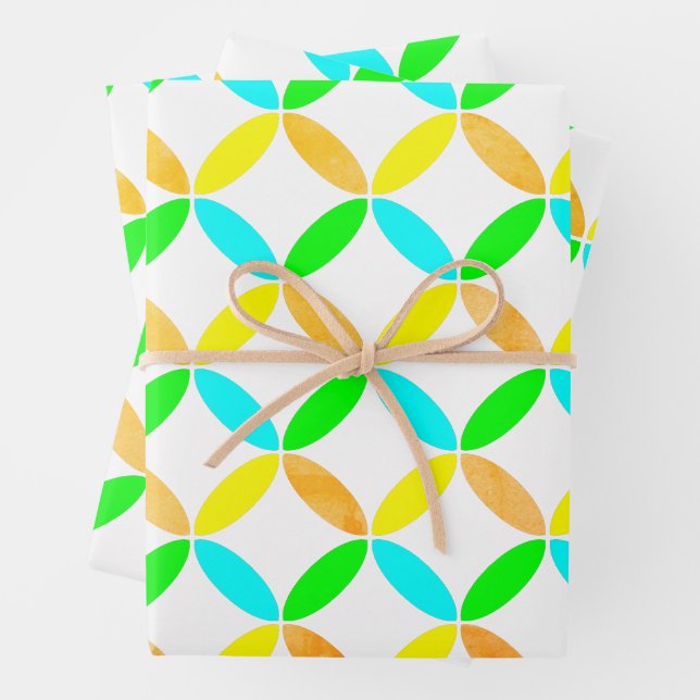 Feuille De Papier Cadeau Ellipse Motif Art Abstrait (En situation)