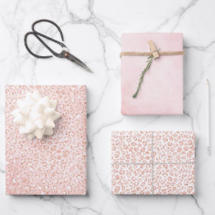 Feuille De Papier Cadeau Empreinte de léopard blanc Parties scintillant ros