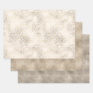 Feuille De Papier Cadeau Empreinte de léopard de bronze d'or