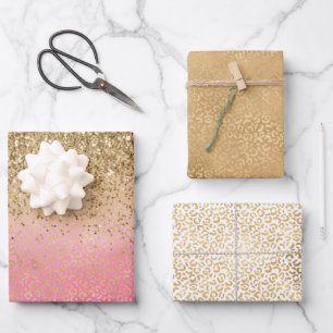 Feuille De Papier Cadeau Empreinte de léopard de Parties scintillant Girly 