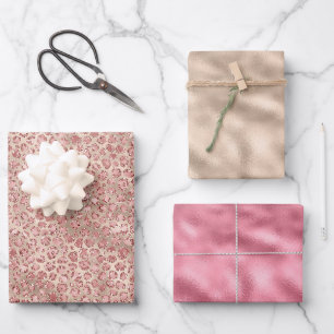 Feuille De Papier Cadeau Empreinte de léopard de Parties scintillant Gold B