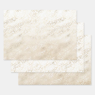 Feuille De Papier Cadeau Empreinte de léopard d'or Khaki crème d'eau beige