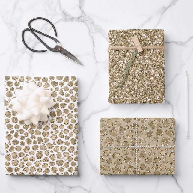 Feuille De Papier Cadeau Empreinte de léopard Glitz de Parties scintillant  (Recto)