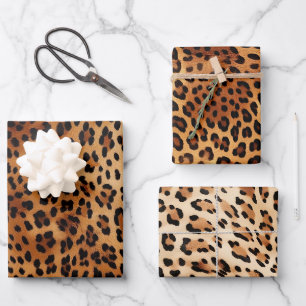 Feuille De Papier Cadeau Empreinte de léopard noir Brown