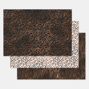 Feuille De Papier Cadeau Empreinte de léopard noir Brown Glam