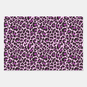 Feuille De Papier Cadeau Empreinte de léopard pourpre