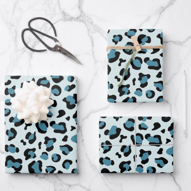 Feuille De Papier Cadeau Empreinte de léopard, Spots de léopard, Leopard bl (Recto)