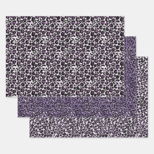 Feuille De Papier Cadeau Empreinte de léopard violet noir