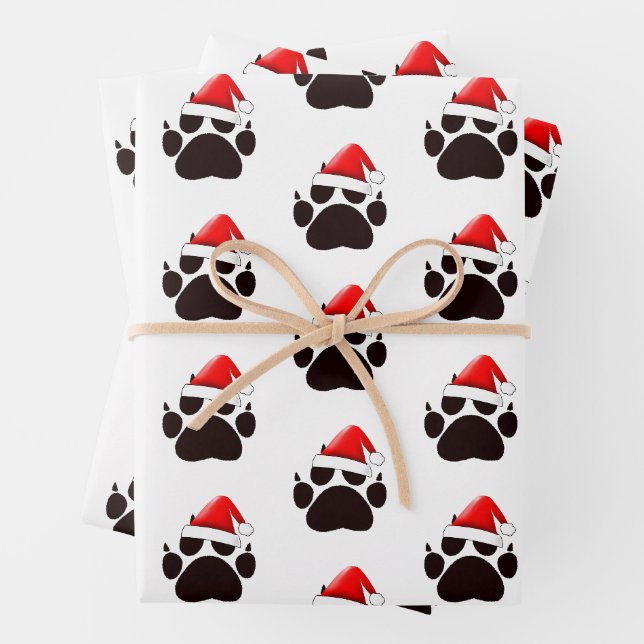 Feuille De Papier Cadeau Empreinte de patte de chat Noël de Noël (En situation)
