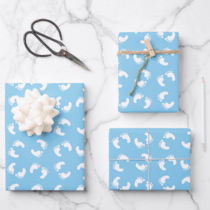 Feuille De Papier Cadeau Empreintes de bébé, Pieds de bébé, Traces de pas,