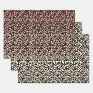 Feuille De Papier Cadeau Empreintes de léopard Pink Gold Ombre