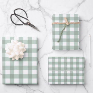 Feuille De Papier Cadeau En vichy de grenouilles à bulles - plaid vert laur