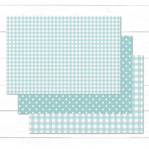 Feuille De Papier Cadeau en vichy Pois Pastel Turquoise Mélange et Match
