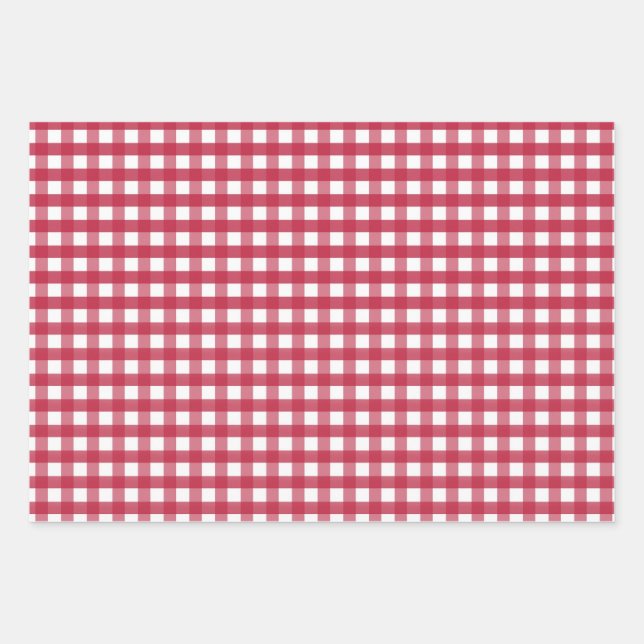 Feuille De Papier Cadeau En vichy rouge et blanc (Devant)