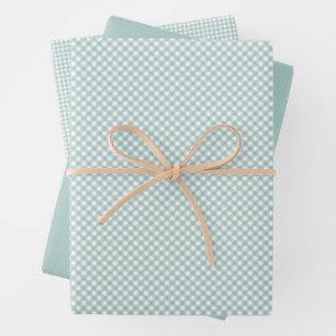 Feuille De Papier Cadeau En vichy turquoise et points simple classique