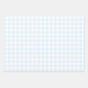 Feuille De Papier Cadeau en vichy Vérifier Motif Plaid bleu clair rose gris