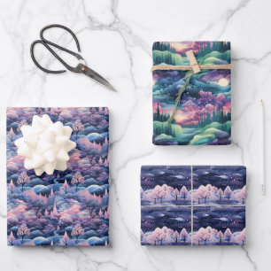 Feuille De Papier Cadeau Enchanted Aurora Wonderland : Design hivernal