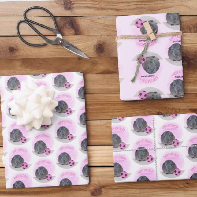 Feuille De Papier Cadeau Enfant Fille Anniversaire Guinée Cochon rose balle (Créateur téléchargé)