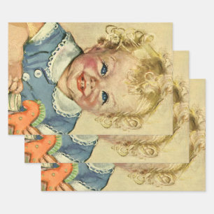 Feuille De Papier Cadeau Enfant scandinave blond mignon vintage avec boucle
