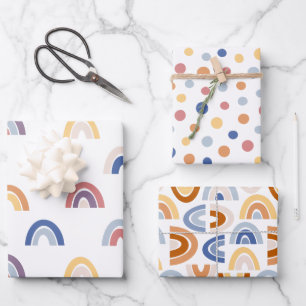 Feuille De Papier Cadeau Enfants colorés Happy Rainbows et Pois