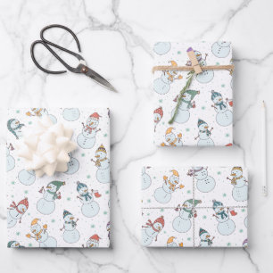 Feuille De Papier Cadeau Enfants Noël mignon Snowman en Casquette