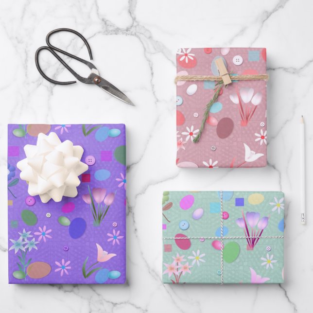 Feuille De Papier Cadeau Enfants Pâques Amusants (Recto)