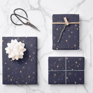 Feuille De Papier Cadeau Enfants Starry Night Sky Stars dans l'espace Multi