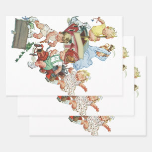 Feuille De Papier Cadeau Enfants vintages Jouer Jouet Camions d'incendie