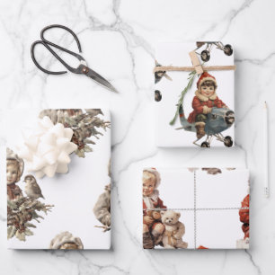 Feuille De Papier Cadeau Enfants vintages Noël