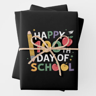 Feuille De Papier Cadeau Enseignants du 100e jour d'école Joyeux 100 jours
