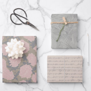 Feuille De Papier Cadeau Ensemble A, Enveloppe Cadeau Romantique Tropical