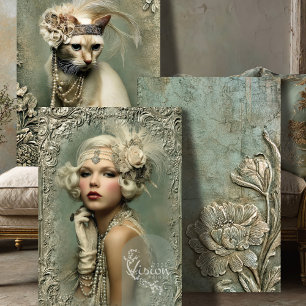 Feuille De Papier Cadeau Ensemble assorti Mint Sage Allure Roaring 20's