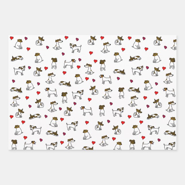Feuille De Papier Cadeau Ensemble cadeau Jack Russell Terrier Cartoon (Devant)