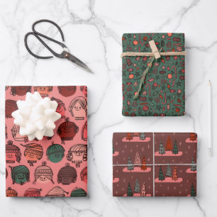 Feuille De Papier Cadeau Ensemble cadeau pour enfants d'hiver