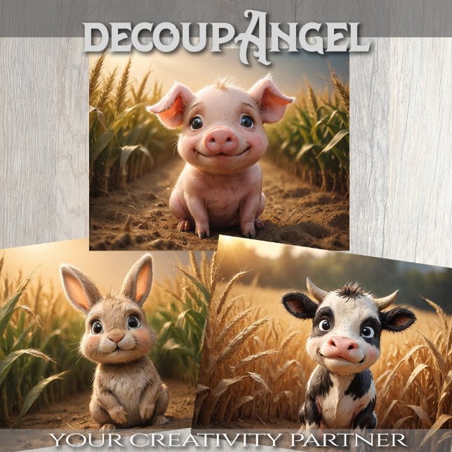 Feuille De Papier Cadeau Ensemble de 3 animaux de ferme pour bébés (Créateur téléchargé)