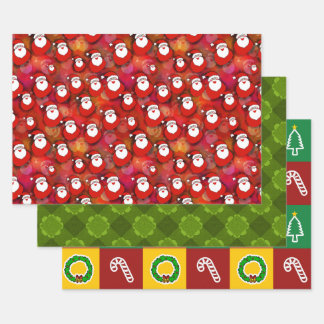 Feuille De Papier Cadeau Ensemble de 3 conceptions de Noël distinctes